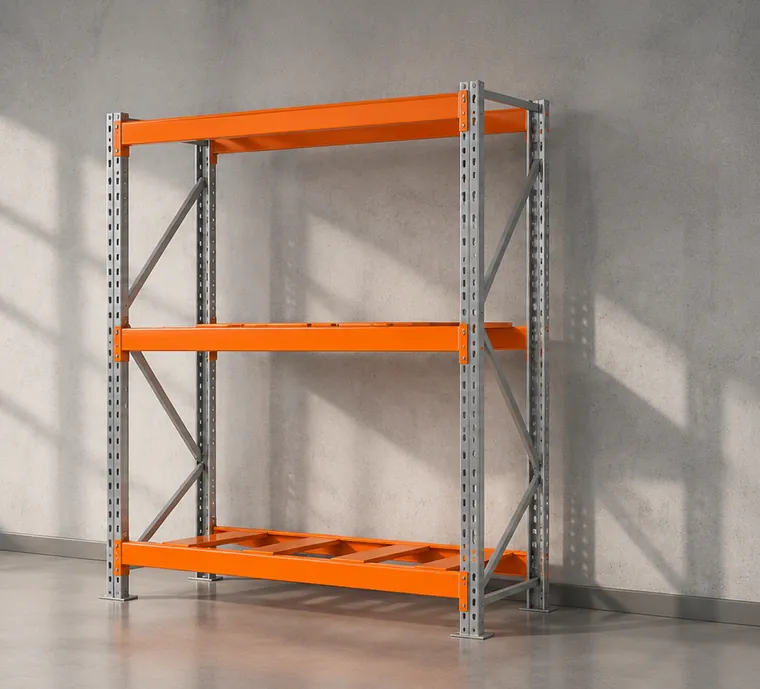 Mini porta-pallet com estrutura laranja